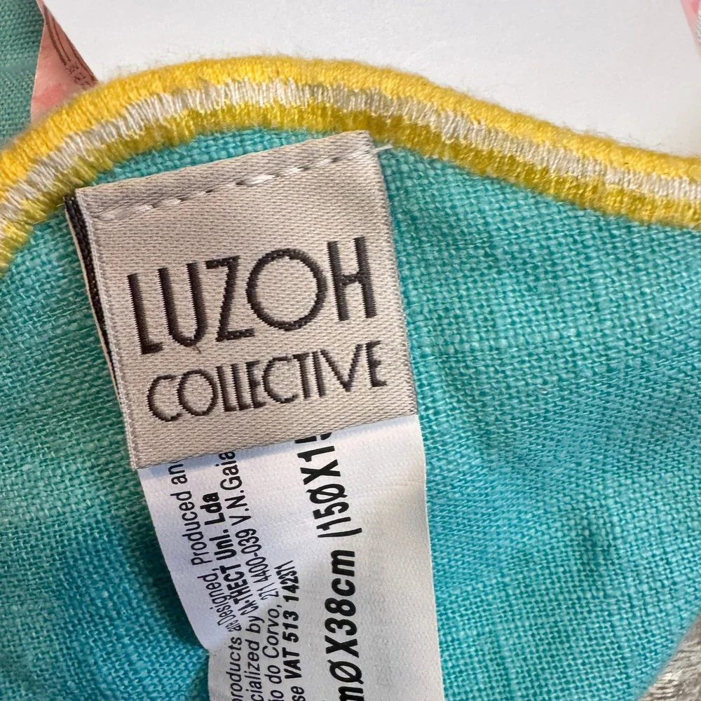 NWT LUZOH COLLECTIVE Portugal Placemats & Napkins Set of 2 Linen Teal‎